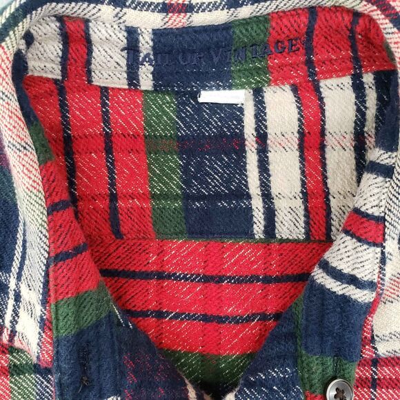 Tailor Vintage Reversible Flannel Shirt Mens Large Red Green Plaid Christmas - Picture 3 of 5